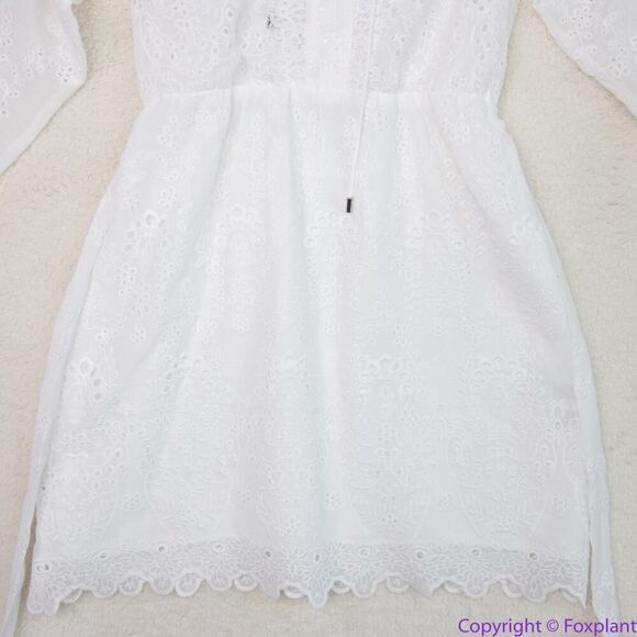 NEW White House Black Market Long-Sleeve White Eyelet Dress, S - Picture 11 of 16
